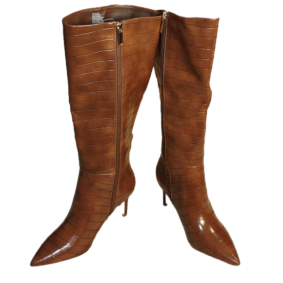JustFab Shoes - Just Fab Brown Croco Print Boots Size: 7 NIB